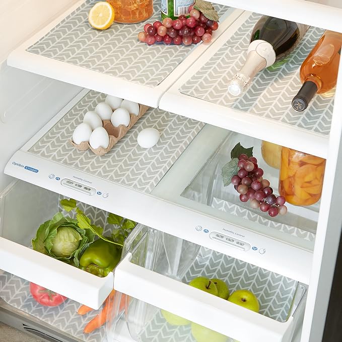 DII Fridge Liner Collection Non-Adhesive, Cut to Fit, 12x24, Cool Gray Herringbone, 6 Piece