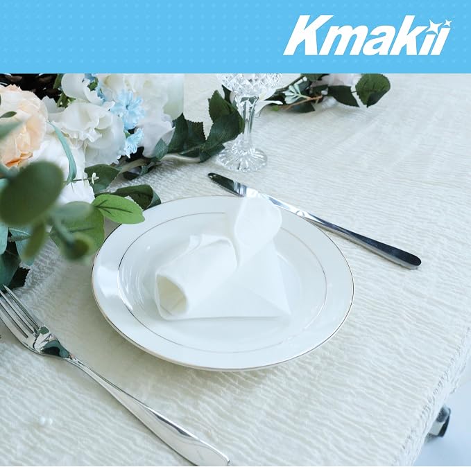 KMAKII White Disposable Dinner Napkins Linen-Feel Colored Paper Napkins Premium Cloth Like Napkins Ideal For Restaurant, Events, Weddings&Party,50 Pack 16 x 16 inches