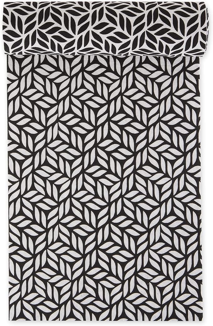 DII Fridge & Shelf Liner Collection Non-Adhesive, Cut to fit, Machine Washable, 12x20, Black Abstract Leaf, 2 Piece