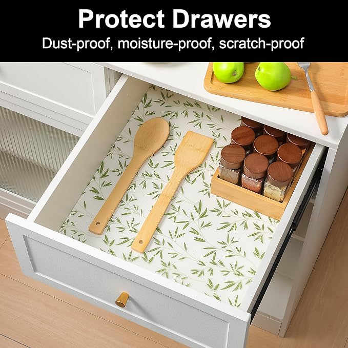 CooyesFridge Liners Shelf Liner for Kitchen Cabinets Refrigerator Liners Waterproof & Oil-Proof Kitchen Cupboard Liner Non Adhesive Drawer Mats EVA Material for Shelves（11.8" W x 360" L）