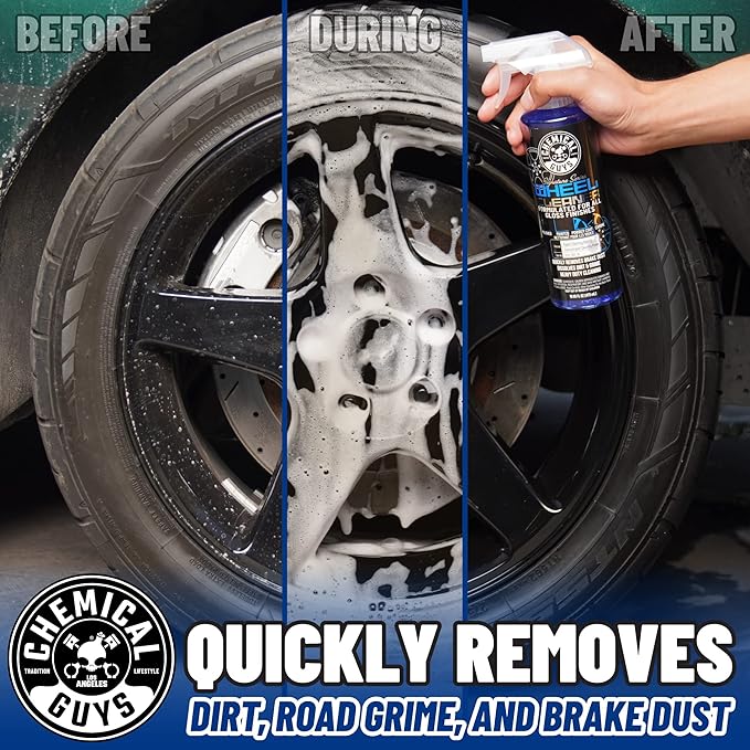 Chemical Guys CLD_203_16 Signature Series Wheel Cleaner,Blue, 16 oz with Signature Series Orange Degreaser, 16 oz with CLD_202_16 Signature Series Glass Cleaner,16 fl.oz