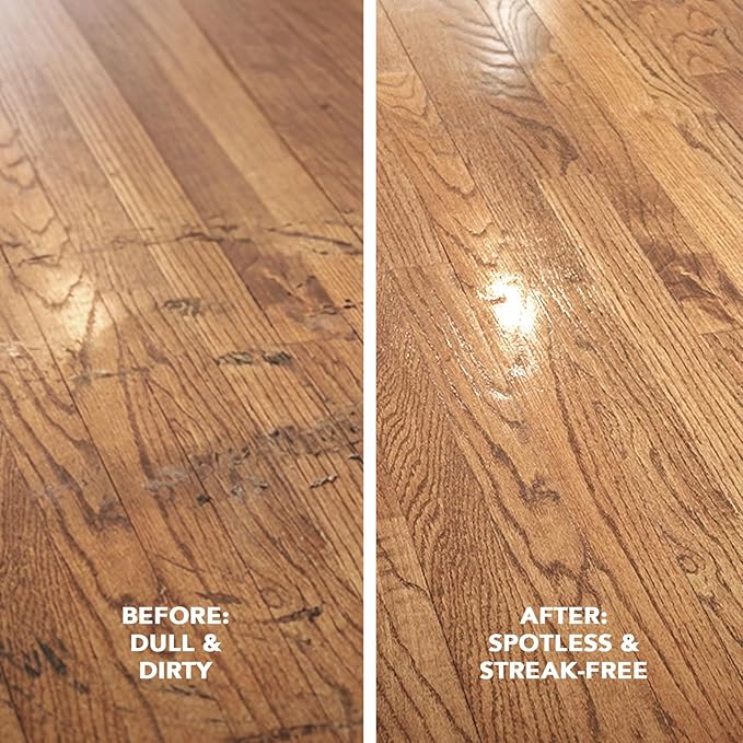 Weiman Hardwood Floor Cleaner and Polish - Cleans Vinyl Tile, Solid, Laminate, Natural Shine, No Residue, Removes Scratches, Leaves Protective Layer, 1 Gallon Mop Soap & 32 Oz Restorer