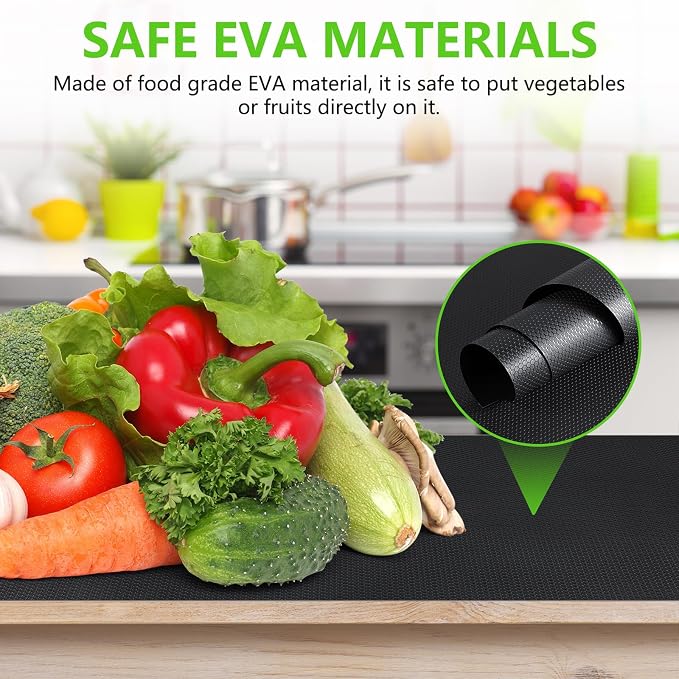 Black Shelf Liners for Kitchen Cabinets Non Adhesive Drawer Liner for Bathroom Waterproof Refrigerator Liners for Shelves Fridge Plastic Mats Cabinet Cupboard Liner 17.5 x 78.7 Inches
