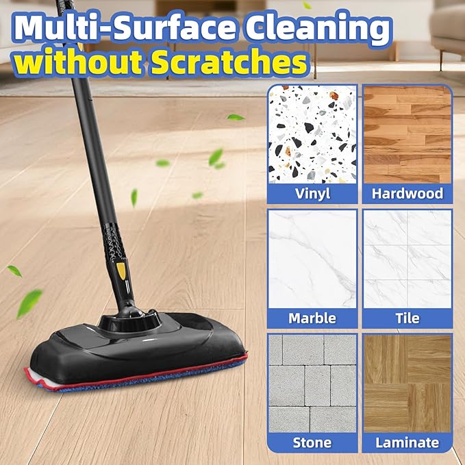 LOVECO Steam Cleaner Pads Compatible with Steam Cleaner McCulloch MC1385 & MC1375 (10x Triangle Microfiber Bonnets + 6X Replacement Microfiber Mop Pad + 1x Mesh Laundry Bag）