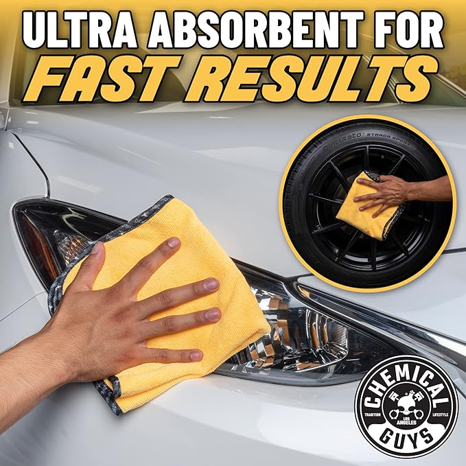 Chemical Guys MIC_506_60 Professional Grade Premium Microfiber Towels, Gold (16 Inch x 16 Inch) (Pack of 60) - Safe for Car Wash, Home Cleaning & Pet Drying Cloths