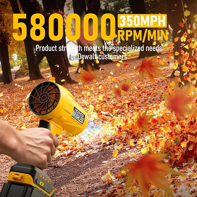 Cordless Jet Dry Blower Compatible with Dewalt 20V Battery, 750 CFM Handheld Leaf Blower, Mini Turbo Jet Fan & Power Air Duster for Car Drying, Yard Cleaning (Tool Only)