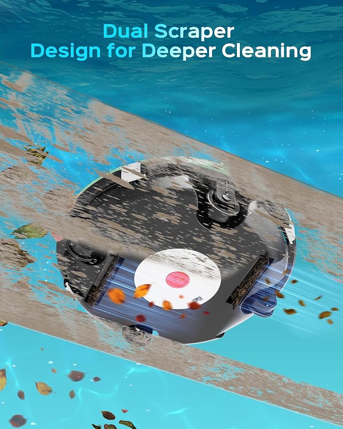(2026 Upgrade) Cordless Pool Vacuum for Above Ground Pool, Automatic Pool Cleaner Robot Cleaning Up to 660 sq.ft, Dual-Layer Filtration, 90 Mins Runtime, Self-Parking, with Hook (Tech Green)