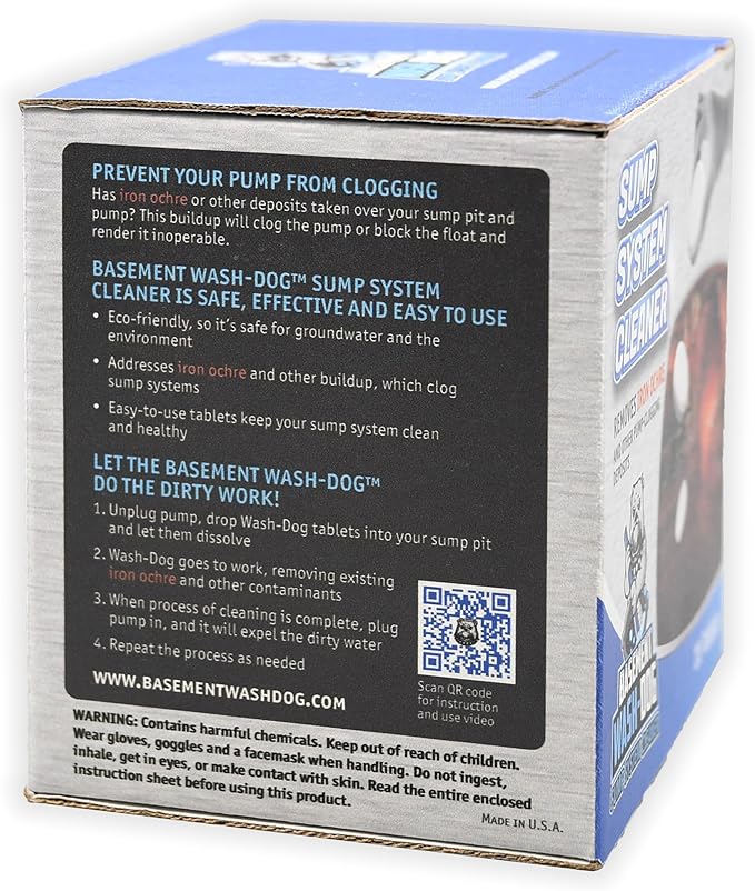 Basement Wash-Dog Sump System Cleaner Removes Iron Ochre Buildup and Other Deposits (WDT20)