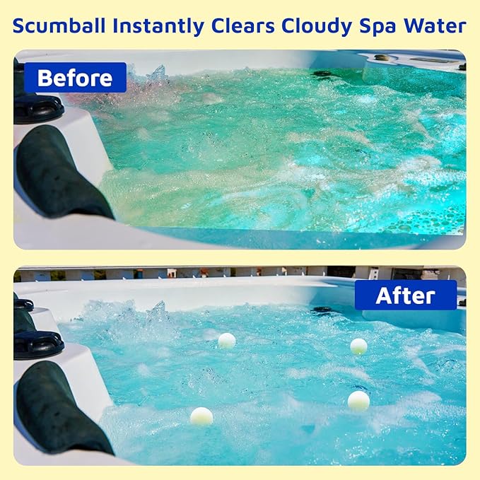 Scumballs for Hot Tub Scum Absorber & Pool Spa Surface Cleaner | Reusable 3-inch Foam Ball Absorbs Oils, hot tub Sponge scum Absorber | Hot Tub Accessories Prevents Scum Lines & Filter Clogs | 4 Pack