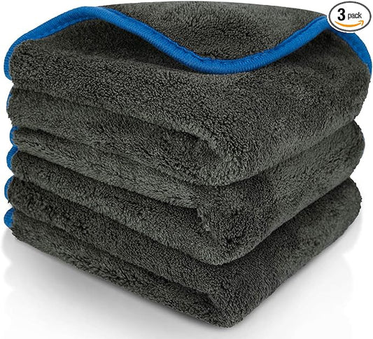 BMLEI Microfiber Car Cleaning Cloths,1200 GSM Ultra Thick Microfiber Towels for Cars, Soft Car Drying Towel for Washing, Polishing and Auto Detailing 16'' x 16'' (3 Pack)