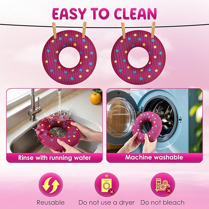 Ray Hot Tub Scum Absorber - Reusable Stingray Floating Spa Sponge & Oil Remover with Optional Tether - Washable Devilfish Oil Absorbing Sponge for Jacuzzi, Pool, and Bath (Donut 2 Pack)