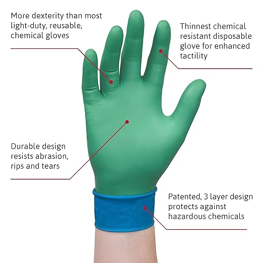 Microflex 93-260 Nitrile and Neoprene Gloves - Disposable, Chemical Resistant, Size Large (Pack of 50)