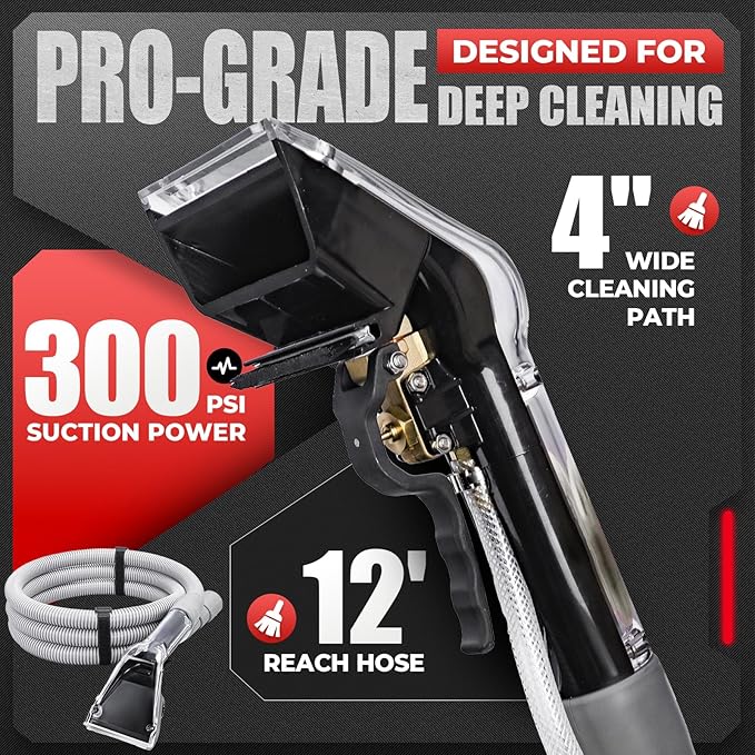 OEM Standard Upholstery Tool Attachment, Better Extractor Hose Kit Compatible with Mighty Pro|Mighty Pro X3|Wide Track Carpet Cleaning Machines, Shop Vac Extractor Kit for Carpet & Upholstery Cleaning