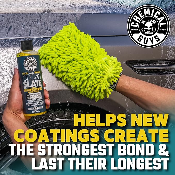 Chemical Guys CWS80364M Car Wash Starter Bundle - Clean Slate Deep Surface Cleaning Car Wash Soap, 64 oz (.5 Gallon) Citrus Scent + Chenille Wash Mitt (2 Items) Works on Cars, Trucks, SUVs, & More
