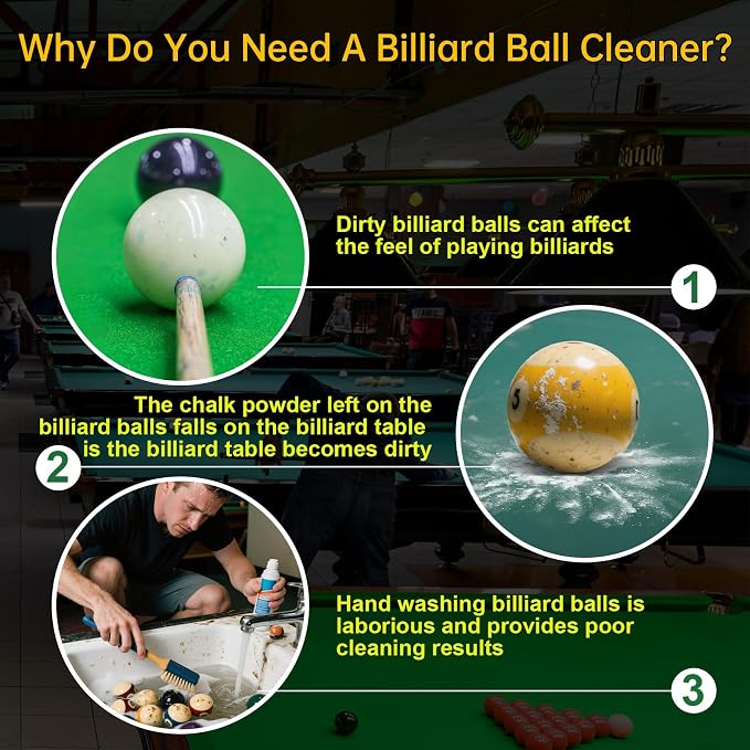 Upgrade Billiard Ball Cleaning Machine, Pool Ball Polishing Cleaning Machine, Automatic 16 Ball Pool Ball Washer & Polisher with Powerful 180W Motor, for American Style Billiards 110V