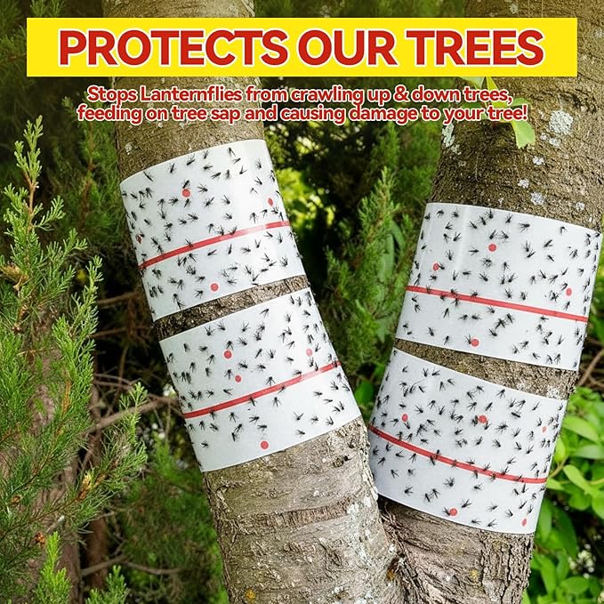 10 Rolls Fly Strips Tape 30 ft Each Fly Paper Traps Indoor Outdoor Sticky Hanging Spotted Lanternfly Tree Tape for Fruitfly Plant Barn Stable(White)