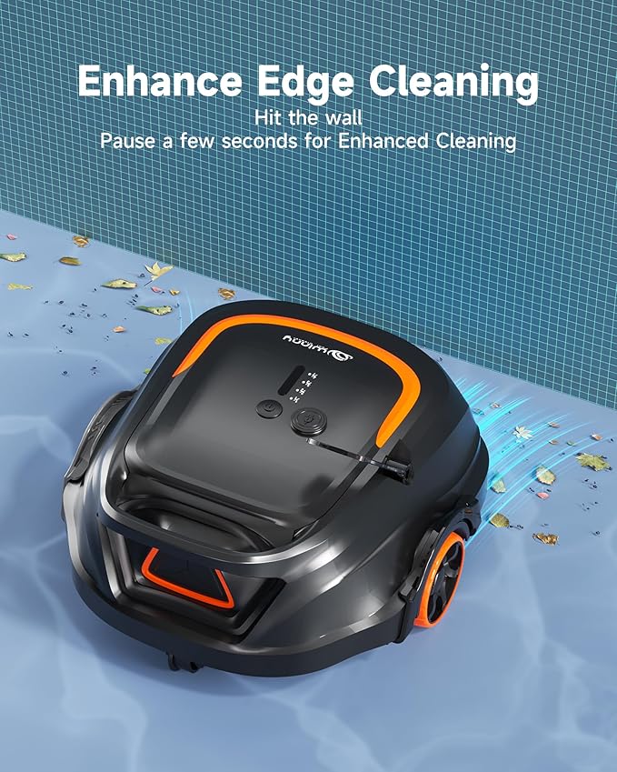 Cordless Robotic Pool Vacuum for Above Ground Pool, Automatic Pool Cleaner with Strong Suction, LED Indicator & Dual Filters, 2.5h Fast Charging, Self-Park