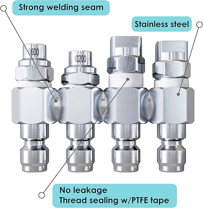 Jariko Jrod Pressure Washer Nozzle 7-8 GPM - High Pressure Hose Nozzle - 1/4" Quick Connect for Soft Wash System - 4 Way Pressure Washer - 4 Tip Soft Wash Nozzle - Pressure Washer Accessories