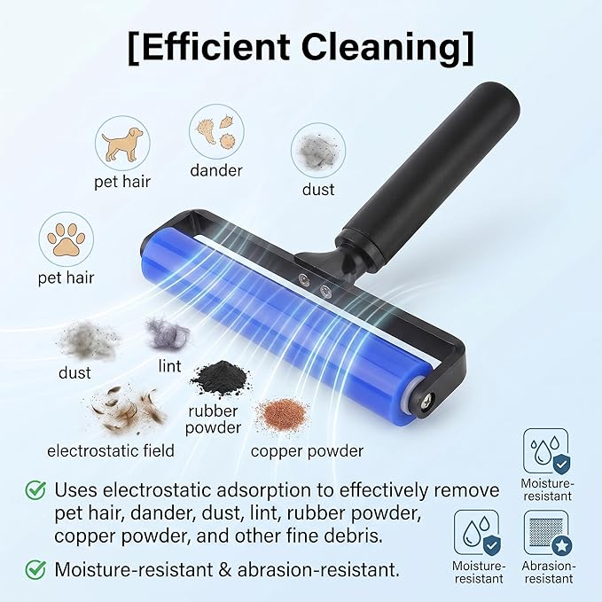 12 Inch Silicone Manual Roller Anti-Static Cleaner Tool,Under The Action of Static Electricity,Small Impurities Will be Adsorbed on The Drum