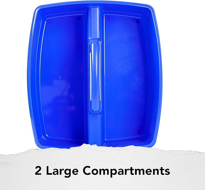 Storex Classroom Craft Caddy, 3 Compartment Plastic Organizer with Carry Handle, Assorted Colors, Color Assortment WILL Vary, 9.25 x 5.25 x 9.25 Inch, Case of Six 5-Packs (00941A06C)