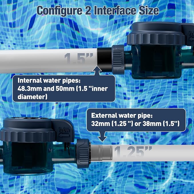 Smart Saltwater Chlorinator System for Above Ground Pool, Up to 8,000 Gallons Pool, Built-in Wi-Fi & App Remote Control, 7000-Hour Lifespan,Salt Chlorine Generating System with Smart Digital Panel