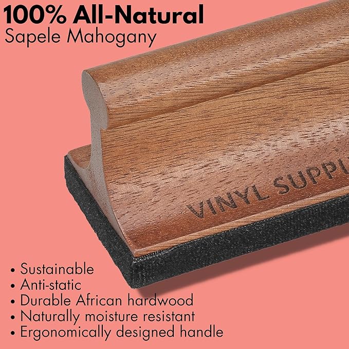 Velvet Brush Pad by Vinyl Supply Co. - 100% All-Natural Wood Vinyl Care Kit - Goat Hair Vinyl Record Brush, Velvet Brush Pad, & Stylus Brush Cleaner (Velvet Brush Pad)