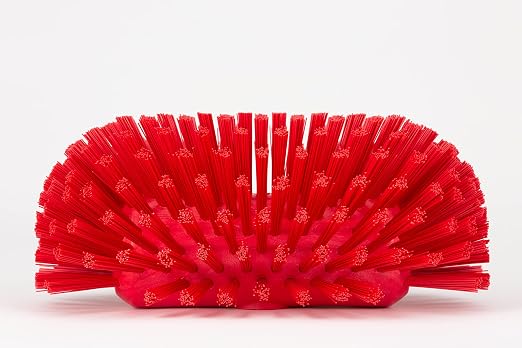 SPARTA Tank and Kettle Scrub Brush Heavy-Duty Tile Brush, Color-Coded and Handle Compatible (Sold Separately) for Optimal Access In Spacious Containers, Plastic, 5.5 X 9.5 Inches, Red, (Pack of 2)