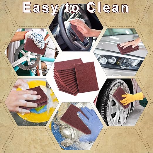 150 Pcs General Purpose Scuff Pads 6 X 9 Inch Red Abrasive Hand Sanding Non-Woven Aluminum Oxide Abrasive Pads Set for Surface Preparation Scuffing Scouring Blending Cleaning