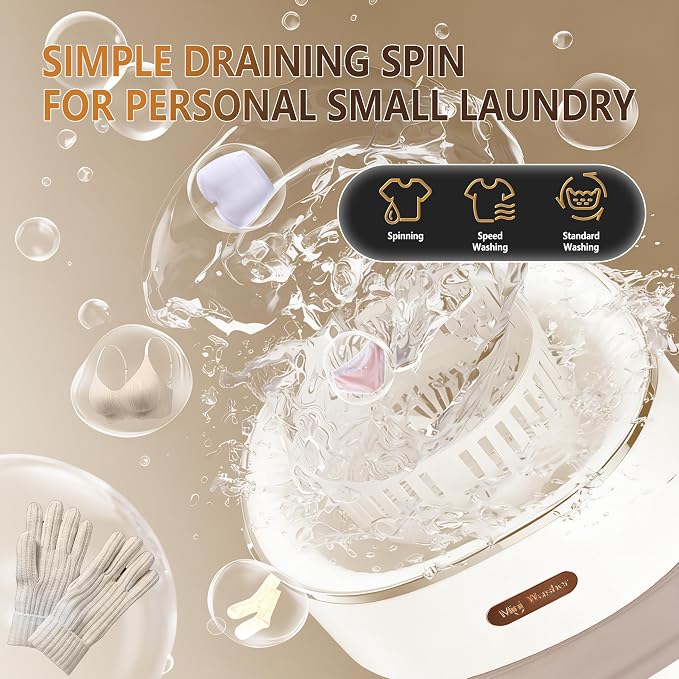 5.0 New Upgraded Portable Washing Machine 16L Mini Foldable Washer [ German high-efficiency motor] [Hidden UV-C cleaning]Foldable Design Ideal for Hotel, Home, Apartment and Campain