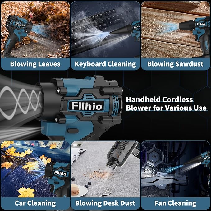 Cordless Leaf Blower Compatible with Makita 18V Battery, 100,000 RPM High Speed Air Blower, 9,000 Pa Suction Portable Vacuum Duster for Car, Home,Office (No Battery)
