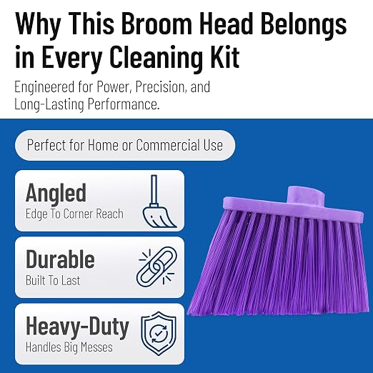 SPARTA Sweeper Broom – 12 Inch Angled Outdoor Broom Head with Durable Polypropylene Bristles, Standard Thread Compatible for Home Garage or Kitchen Cleaning, Purple