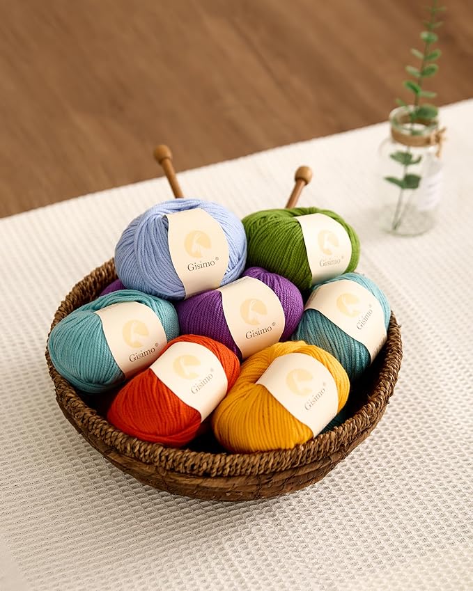 100% Merino Wool Yarn, 6-Ply Luxurious and Soft Yarn for Hand Knitting & Crocheting, 1.76 OZ/50g, 127 yds/116 Meters (Baby Blue, 1 Ball)