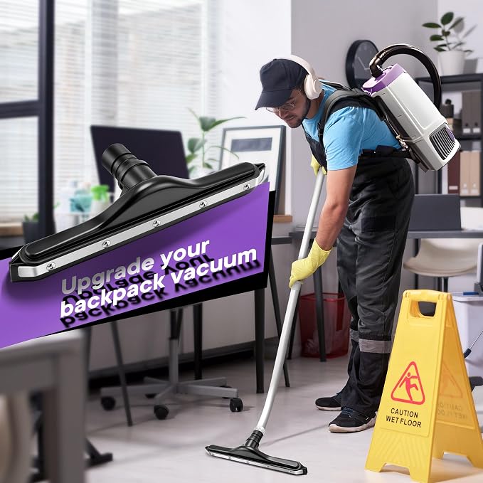 Replacement Floor Tool Compatible with ProTeam 101446 E-Z Glide Backpack Vacuum,Compatible with Hoover C2401, 14" Multi-Surface Brush for Commercial Cleaner(1 Pack,Rubber Squeegee)