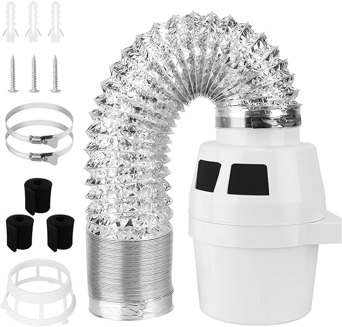 𝗨𝗽𝗴𝗿𝗮𝗱𝗲𝗱 Oterbear 3 in 1 Indoor Dryer Vent Kit with Dryer Vent Hose - Dryer Lint Catcher Water Filter Bucket - Dryer Lint Trap for Electric Dryer, Filter Sponge with Holder, Filter Bucket