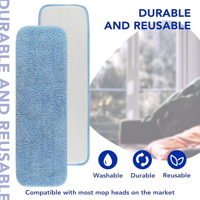Replacement Mop Pads Fit for Rubbermaid Commercial 18" and 17" Mop - 10 Pack Wet & Dry Commercial Cleaning Reusable Refills Fit for Any Flat System 17 and 18 Inch