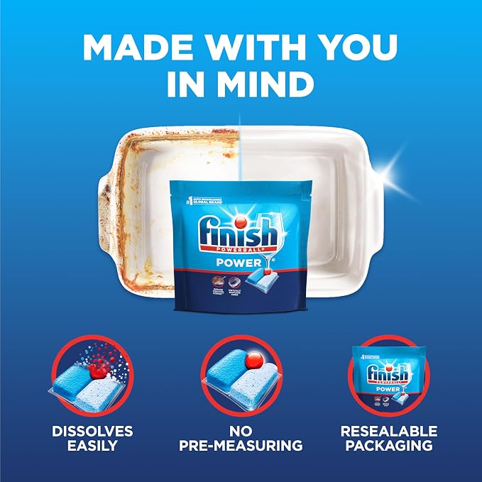 Finish Power Dishwasher Pods, No Pre-Rinse Dishwasher Detergent Soap For Deep Clean & Shine with Degreasing Power, Fresh Scent, 43 Count