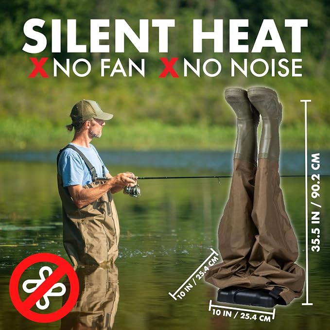 JobSite Wader Boot Dryer Kit - Silent, Fanless Convection Dry - Tall Wader Extensions - Helps Reduce Odor