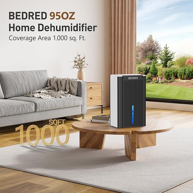 Dehumidifier,95OZ Dehumidifier for Home 1000 Sq.Ft - Quiet with Auto Shut Off & Relaxing 7 Color Ambient Light,Ideal for Livingroom, Bedroom, Basement (White/Black)