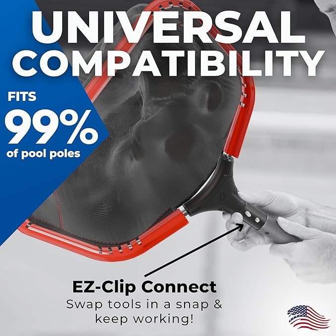 ProTuff 19" Fine Pool Net for PROS – “490 Promise” Unlimited Unconditional Replacement – Cleans 3X Faster Than Vacuum – Wide Pool Skimmer Net with Deep Bag for Easy Maintenance of Leaves, Bugs, Debris