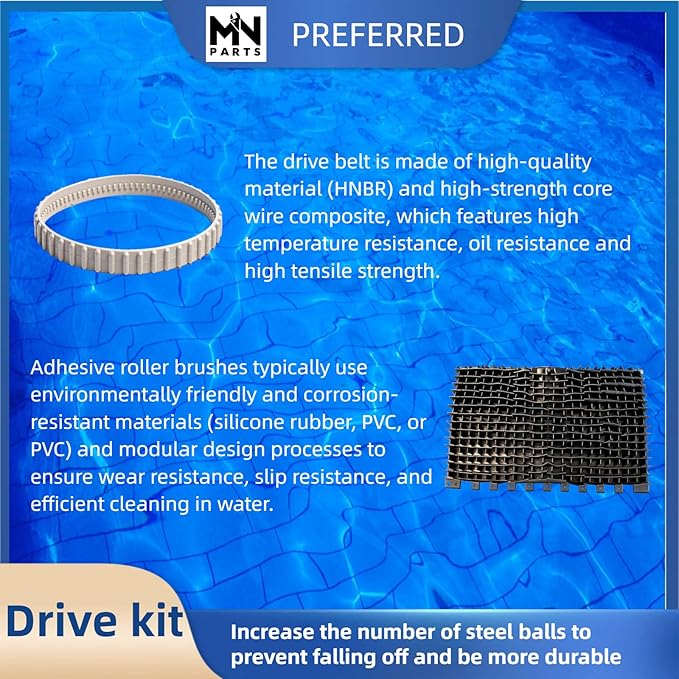 RCX23002 Drive Belt 2pcs RCX26008 Roller Brush Replacement Kit Compatible with Hayward TigerShark QC Plus & SharkVac Robotic Pool Cleaner Parts RC9740 RC9742 RC9956CC RC9965CC RCC9950A RC9950GR RC9950