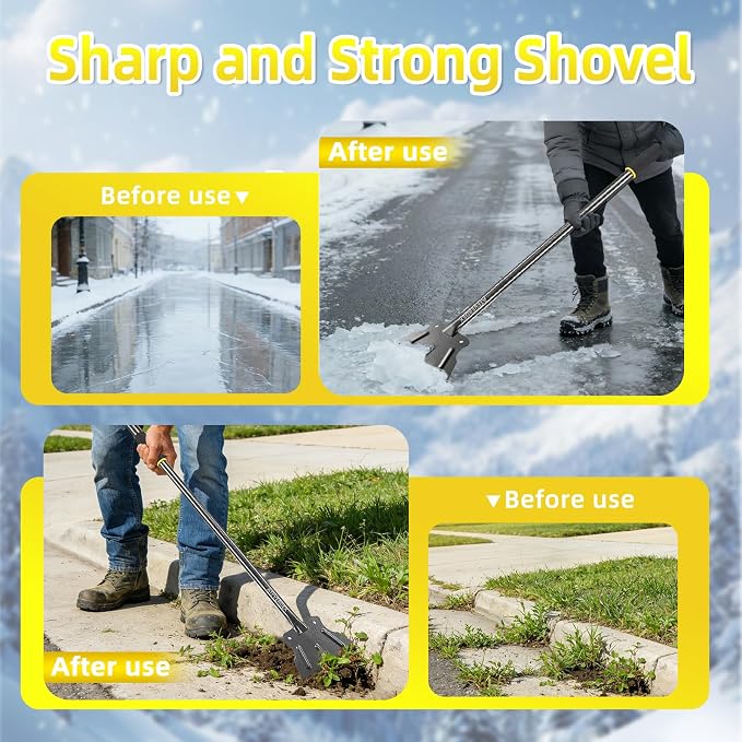 Garden Flat Shovel & Weed Scraper,59" Floor Scraper Long Handle Heavy Duty Multifunctional Cleaning Shovel for Weeding, Ice, Snow, Mud and Lawn Edging