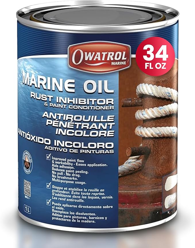 OWATROL Marine Oil Metal Rust Inhibitor & Paint Conditioner - Deep Penetrating Rust Inhibitor for Boats, Improves Paint Flow, Prevents Peeling, Safe on Hulls, Tanks, and Metal Surfaces