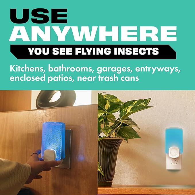 STEM Insect Trap - Indoor Fruit Fly & Gnat Pest Control for House, Home and Kitchen, Attracts & Traps Flying Bugs, Soft Blue Light - Includes 4 Plug-in Device & 4 Cartridges