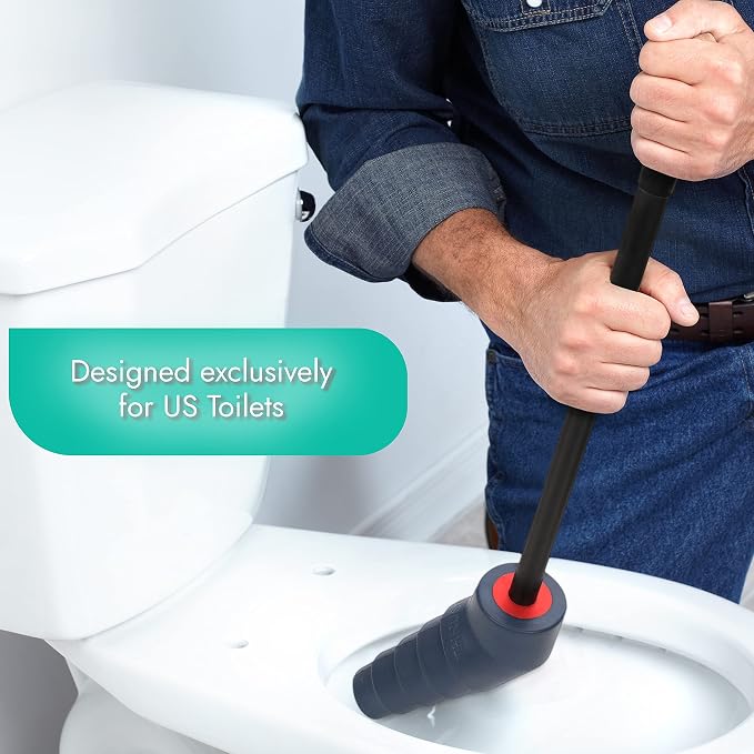 THRUSTER Professional Toilet Unblocker for US Toilets | Hydraulic Pressure Plunger for Severe Clogs and Persistent Blockages