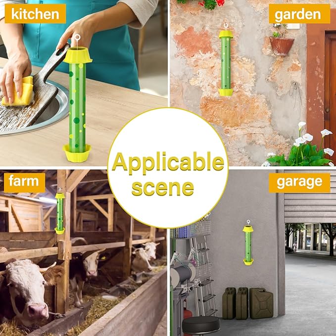 Qualirey 8 Pcs Sticky Fly Trap Fly Stick with Hanging Hook Adhesive Mosquito Catcher for Indoor Outdoor Trap Houseflies and Flying Insects Bee Wasp Moth Fly, 10.2 x 2.5 Inch