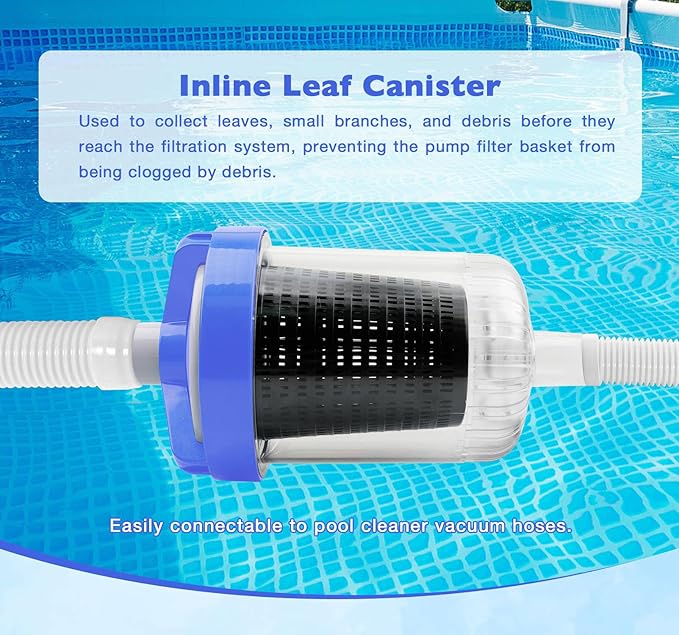 ATRACYPART Inline Pool Leaf Canister Compatible with Hayward W560 PoolVac Navigator Standard, Leaf Catcher Filter with Strainer Basket and Skimmer Socks （2 Pack）