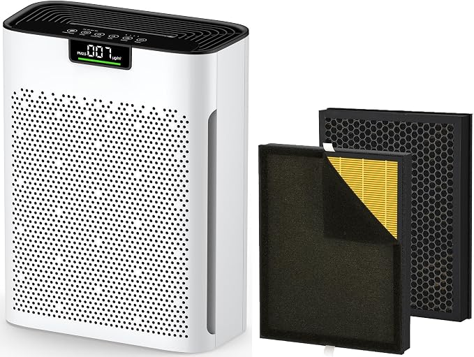 Air Purifier for Home Large Room 2200 Ft² KJ190 with 2-PACK Pet Care Filter Replacement, MOOKA H13 True HEPA Air Purifiers Cleaner for Pets, Washable Filters, Auto Mode