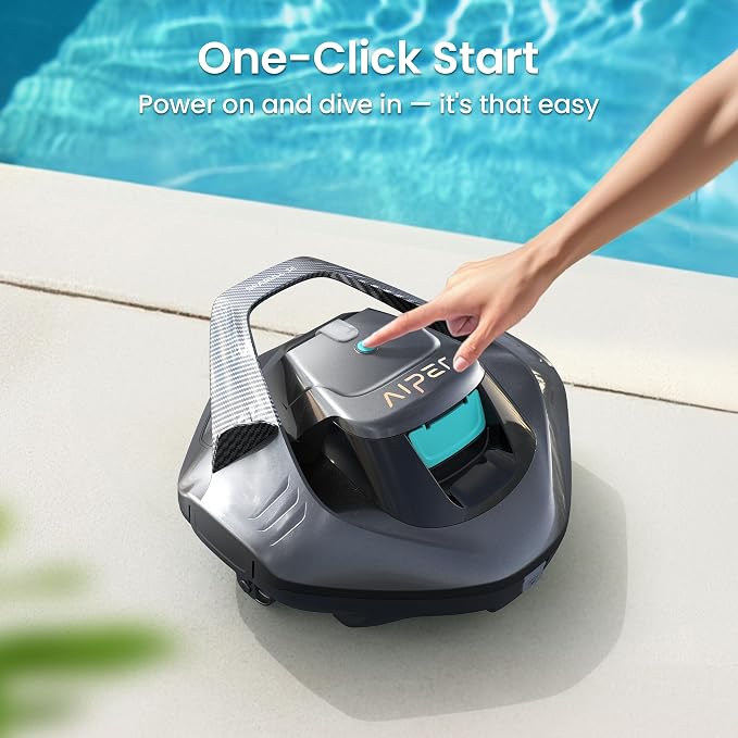 (2026 Upgrade) AIPER Seagull SE Cordless Robotic Pool Cleaner with 100 Mins Runtime, Powerful 1320GPH Suction,Smart Self-Parking, Pool Vacuum for Above Ground Pools up to 860 Sq.ft, Sliver & Cyan