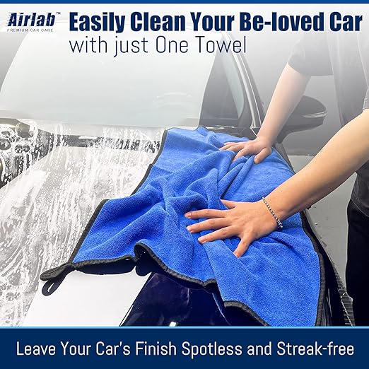 Airlab Microfiber Towels for Cars Wash Drying Auto Detailing Cleaning Cloth, Pack of 4 and XL Microfiber Car Drying Towel Super Absorbent, Pack of 2