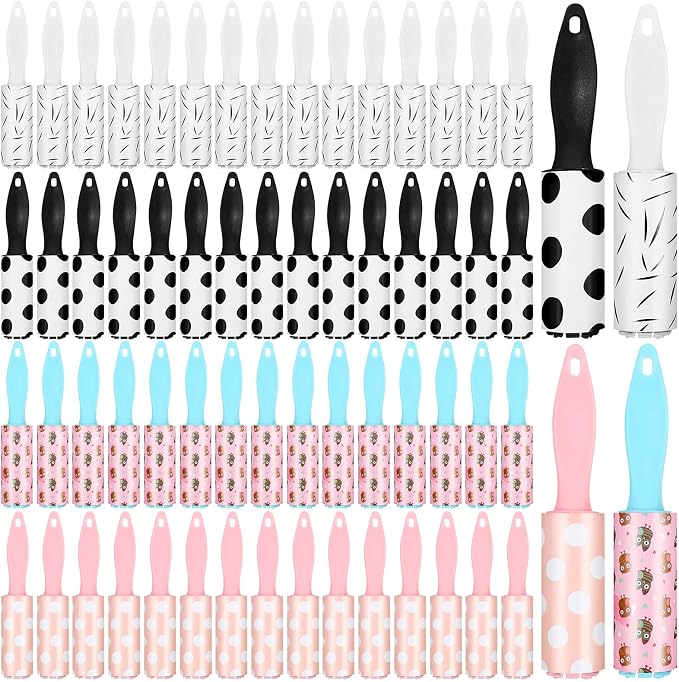 60 Pcs Mini Lint Roller for Travel, Small Lint Roller Travel Size with 30 Sheets Each, Compact & Portable for Pet Hair, Clothes, Furniture, Car Interior, 5.9 x 1.18 inches